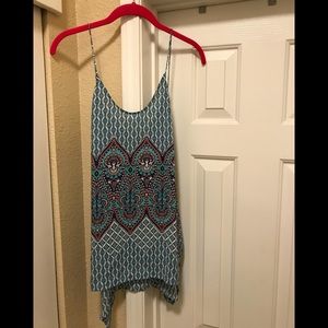 Cross strap, open back top, blue/green/pink